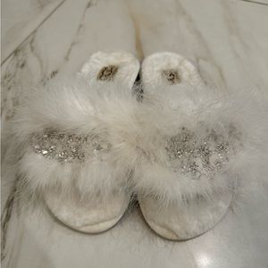 Ugg white bejeweled bridal slippers